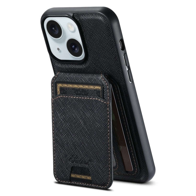 Suteni H18 Cross Grain MagSafe Wallet Leather Phone Case, For iPhone 18, For iPhone 18 Pro, For i...