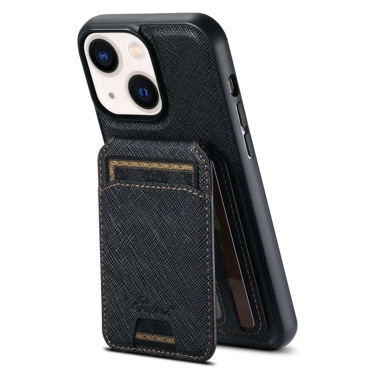 Suteni H18 Cross Grain MagSafe Wallet Leather Phone Case, For iPhone 18, For iPhone 18 Pro, For i...