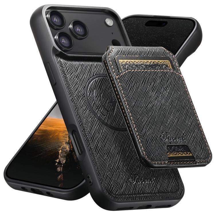Suteni H18 Cross Grain MagSafe Wallet Leather Phone Case, For iPhone 18, For iPhone 18 Pro, For i...
