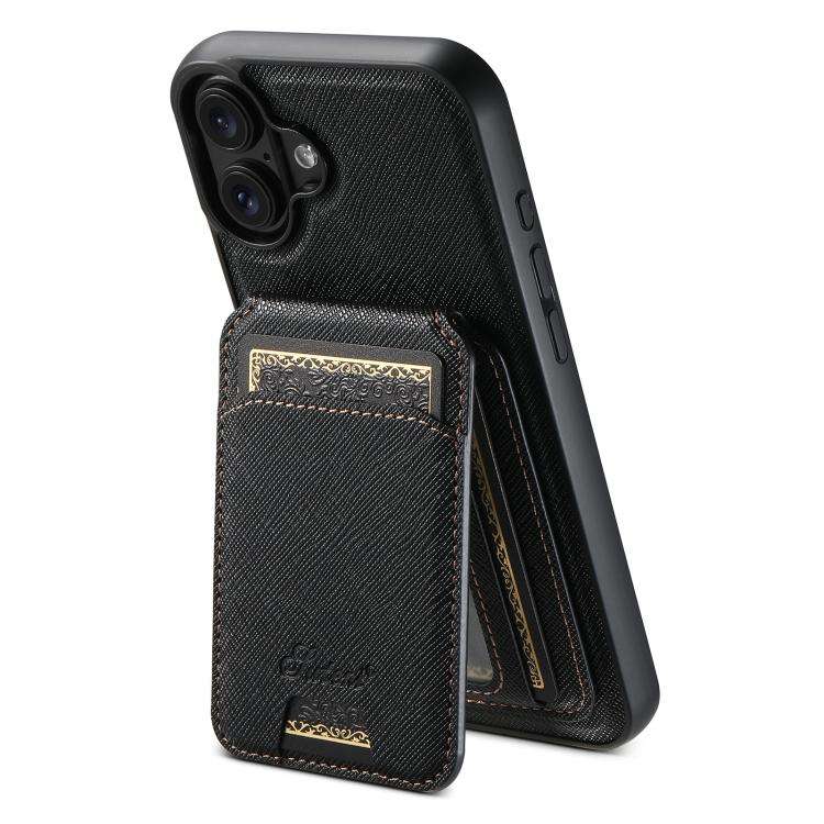 Suteni H18 Cross Grain MagSafe Wallet Leather Phone Case, For iPhone 18, For iPhone 18 Pro, For i...