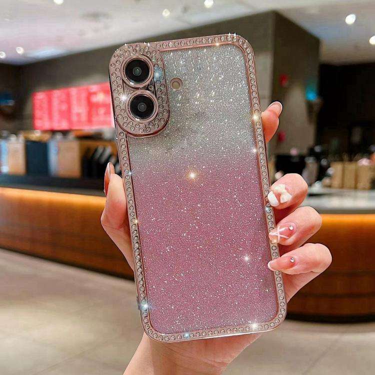 Diamond Gradient Glitter Plated TPU Phone Case, For iPhone 17 Pro Max, For iPhone 17 Pro, For iPh...