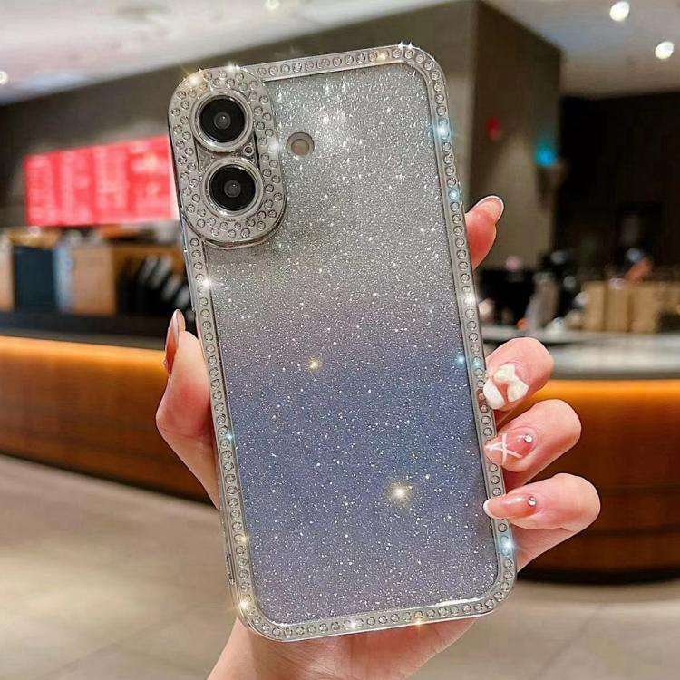 Diamond Gradient Glitter Plated TPU Phone Case, For iPhone 17 Pro Max, For iPhone 17 Pro, For iPh...