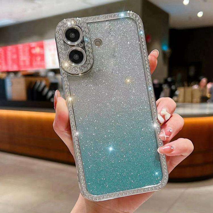 Diamond Gradient Glitter Plated TPU Phone Case, For iPhone 17 Pro Max, For iPhone 17 Pro, For iPh...