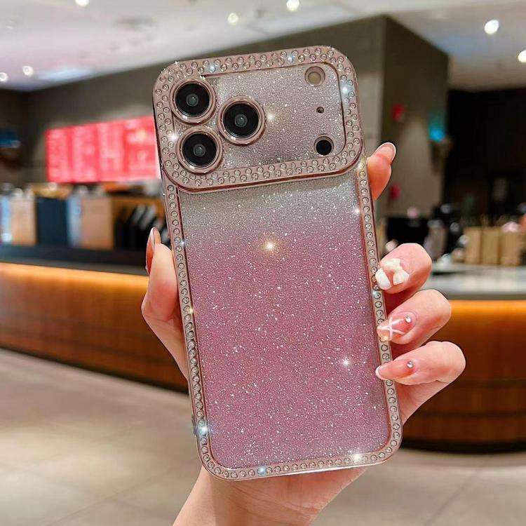 Diamond Gradient Glitter Plated TPU Phone Case, For iPhone 17 Pro Max, For iPhone 17 Pro, For iPh...