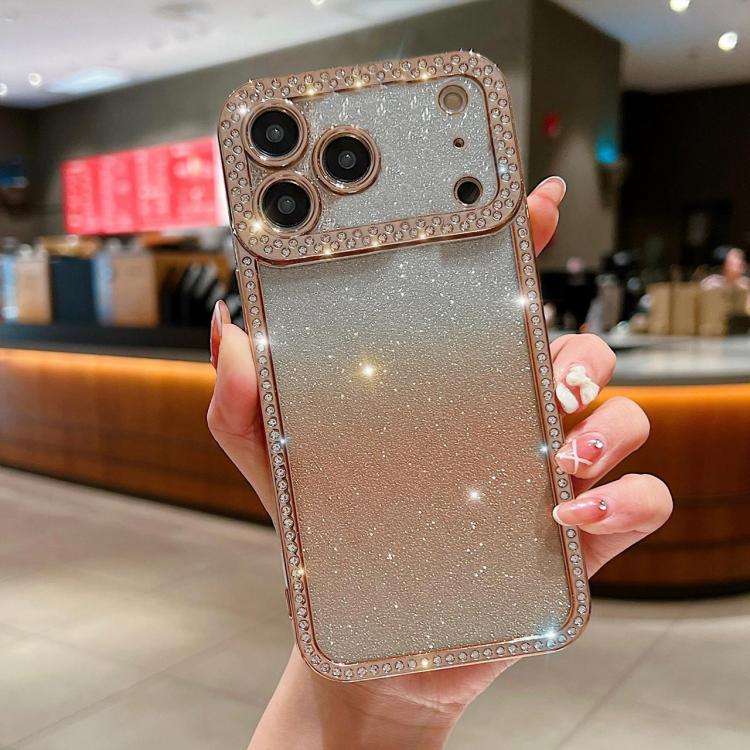 Diamond Gradient Glitter Plated TPU Phone Case, For iPhone 17 Pro Max, For iPhone 17 Pro, For iPh...