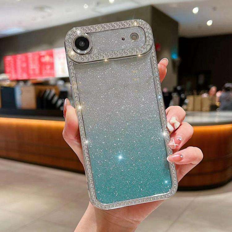 Diamond Gradient Glitter Plated TPU Phone Case, For iPhone 17 Pro Max, For iPhone 17 Pro, For iPh...