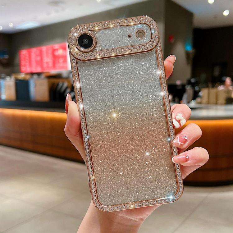 Diamond Gradient Glitter Plated TPU Phone Case, For iPhone 17 Pro Max, For iPhone 17 Pro, For iPh...