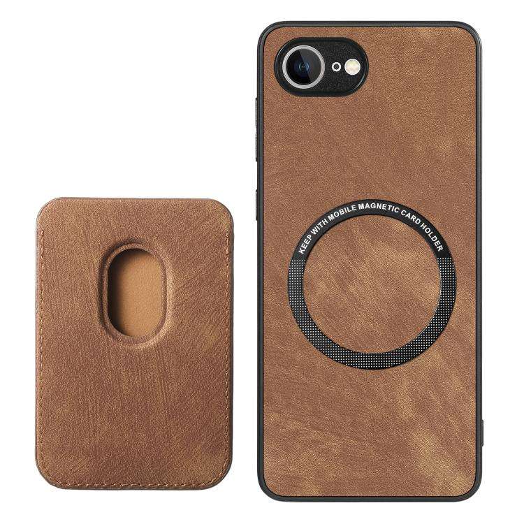 Retro Leather Card Bag Magnetic Phone Case, For iPhone 17e / 16e, For iPhone 17 Pro Max, For iPho...