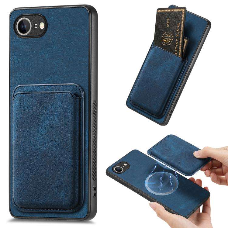 Retro Leather Card Bag Magnetic Phone Case, For iPhone 17e / 16e, For iPhone 17 Pro Max, For iPho...