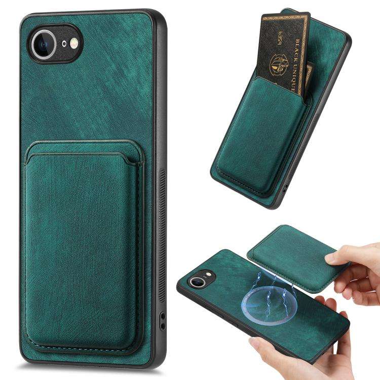 Retro Leather Card Bag Magnetic Phone Case, For iPhone 17e / 16e, For iPhone 17 Pro Max, For iPho...