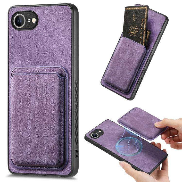 Retro Leather Card Bag Magnetic Phone Case, For iPhone 17e / 16e, For iPhone 17 Pro Max, For iPho...
