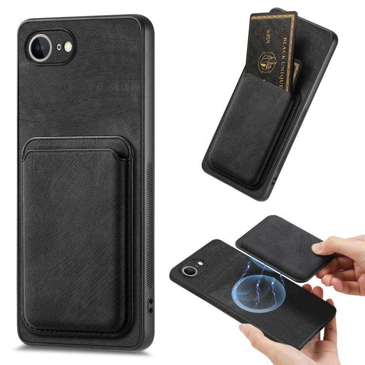 Retro Leather Card Bag Magnetic Phone Case, For iPhone 17e / 16e, For iPhone 17 Pro Max, For iPho...