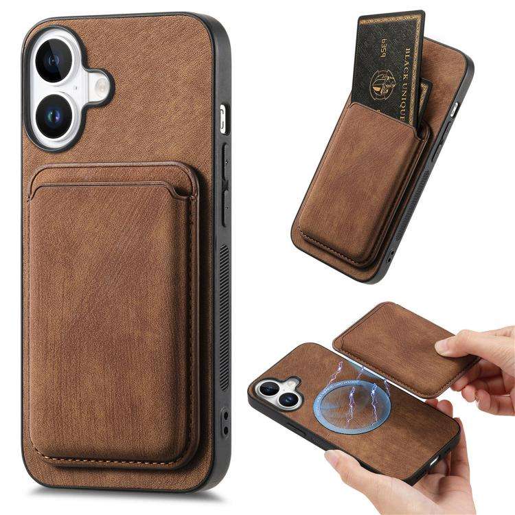 Retro Leather Card Bag Magnetic Phone Case, For iPhone 17e / 16e, For iPhone 17 Pro Max, For iPho...