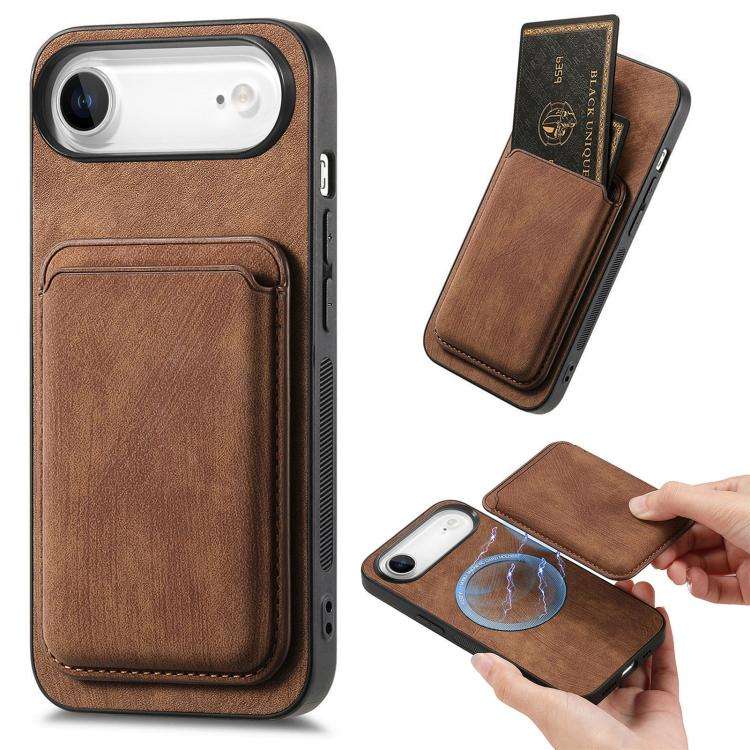 Retro Leather Card Bag Magnetic Phone Case, For iPhone 17e / 16e, For iPhone 17 Pro Max, For iPho...