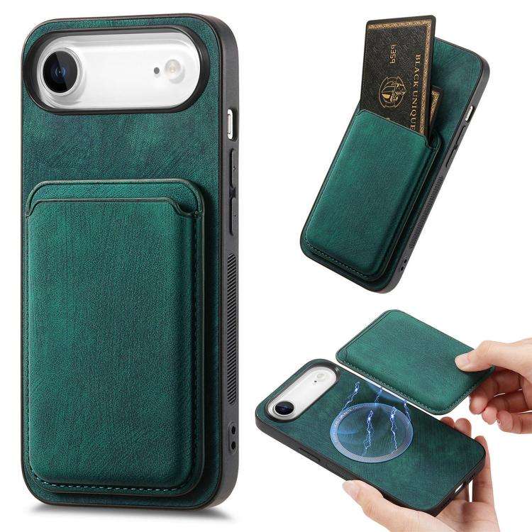 Retro Leather Card Bag Magnetic Phone Case, For iPhone 17e / 16e, For iPhone 17 Pro Max, For iPho...