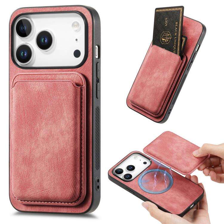 Retro Leather Card Bag Magnetic Phone Case, For iPhone 17e / 16e, For iPhone 17 Pro Max, For iPho...