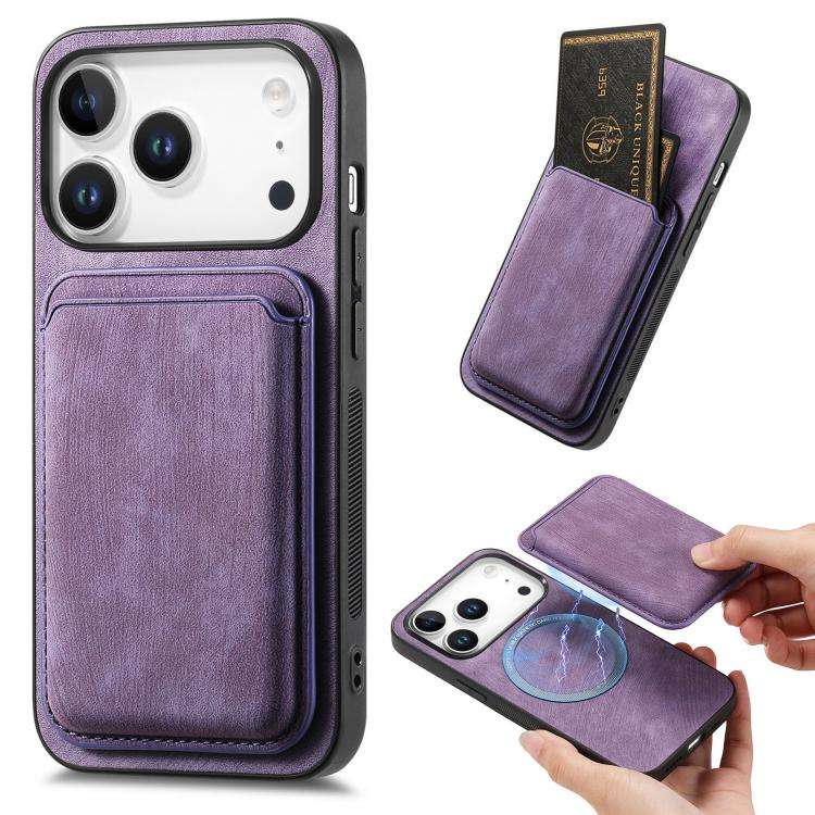 Retro Leather Card Bag Magnetic Phone Case, For iPhone 17e / 16e, For iPhone 17 Pro Max, For iPho...