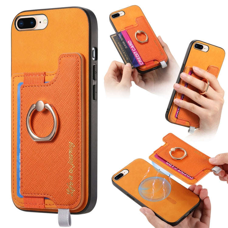 Retro Magsafe Cross Leather Ring Holder Card Bag Phone Case, For iPhone XR, For iPhone XS Max, Fo...