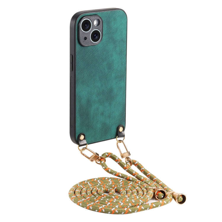Vintage Leather PC Back Cover Phone Case with Crossbody Strap, For iPhone 14 Pro Max, For iPhone ...