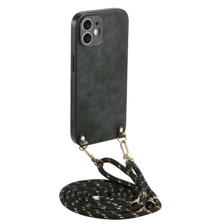 Vintage Leather PC Back Cover Phone Case with Crossbody Strap, For iPhone 14 Pro Max, For iPhone ...