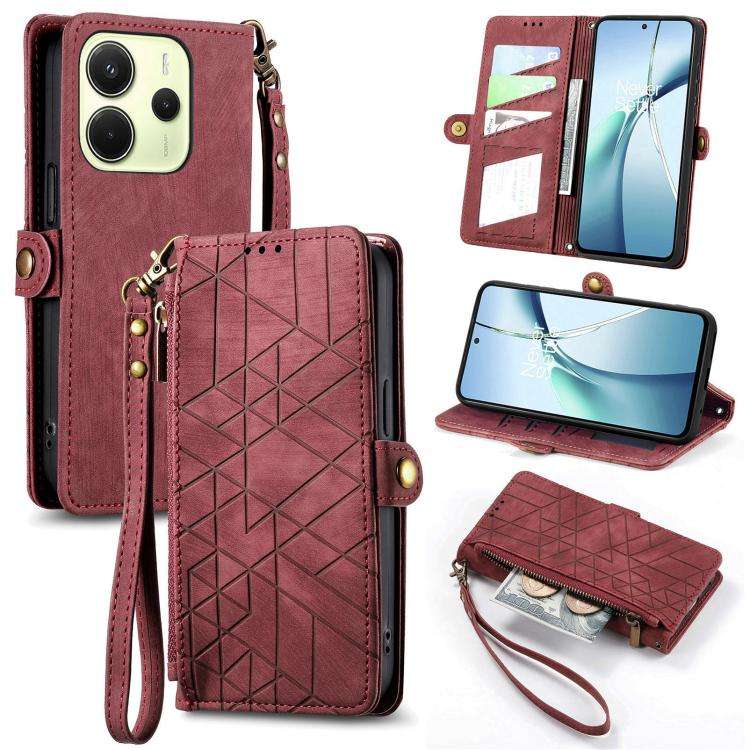 Geometric Zipper Wallet Side Buckle Leather Phone Case, For Xiaomi 17 Pro Max, For Xiaomi 17 Pro,...