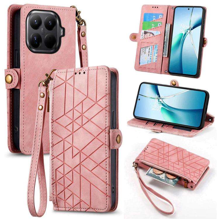 Geometric Zipper Wallet Side Buckle Leather Phone Case, For Xiaomi 17 Pro Max, For Xiaomi 17 Pro,...
