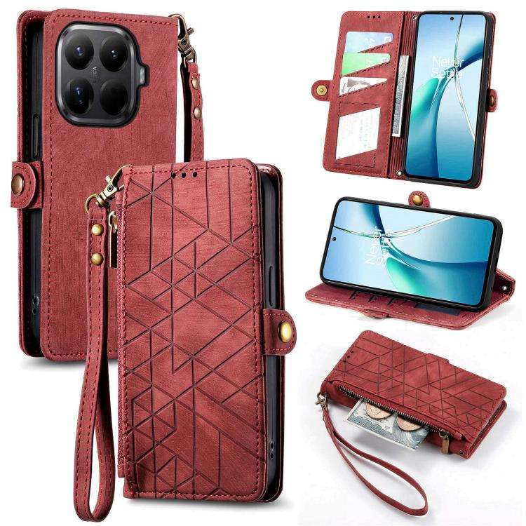 Geometric Zipper Wallet Side Buckle Leather Phone Case, For Xiaomi 17 Pro Max, For Xiaomi 17 Pro,...