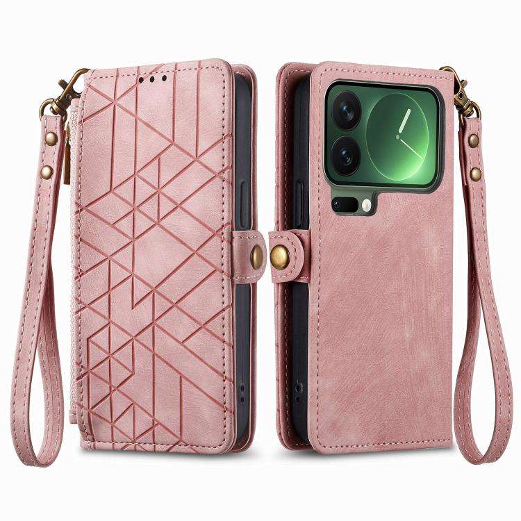 Geometric Zipper Wallet Side Buckle Leather Phone Case, For Xiaomi 17 Pro Max, For Xiaomi 17 Pro,...