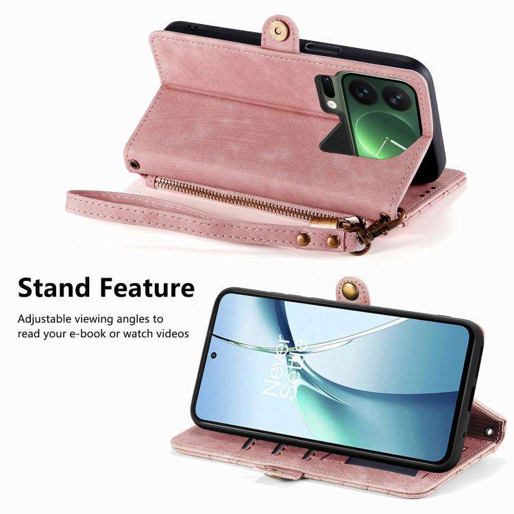 Geometric Zipper Wallet Side Buckle Leather Phone Case, For Xiaomi 17 Pro Max, For Xiaomi 17 Pro,...