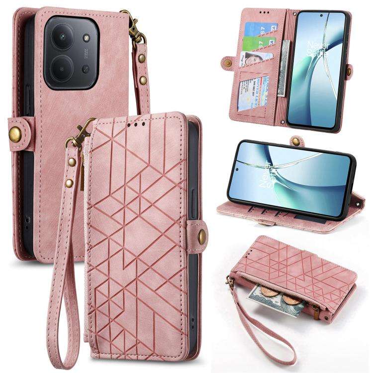 Geometric Zipper Wallet Side Buckle Leather Phone Case, For Xiaomi 17 Pro Max, For Xiaomi 17 Pro,...