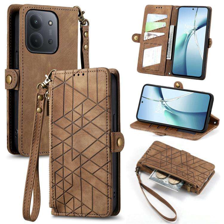 Geometric Zipper Wallet Side Buckle Leather Phone Case, For Xiaomi 17 Pro Max, For Xiaomi 17 Pro,...