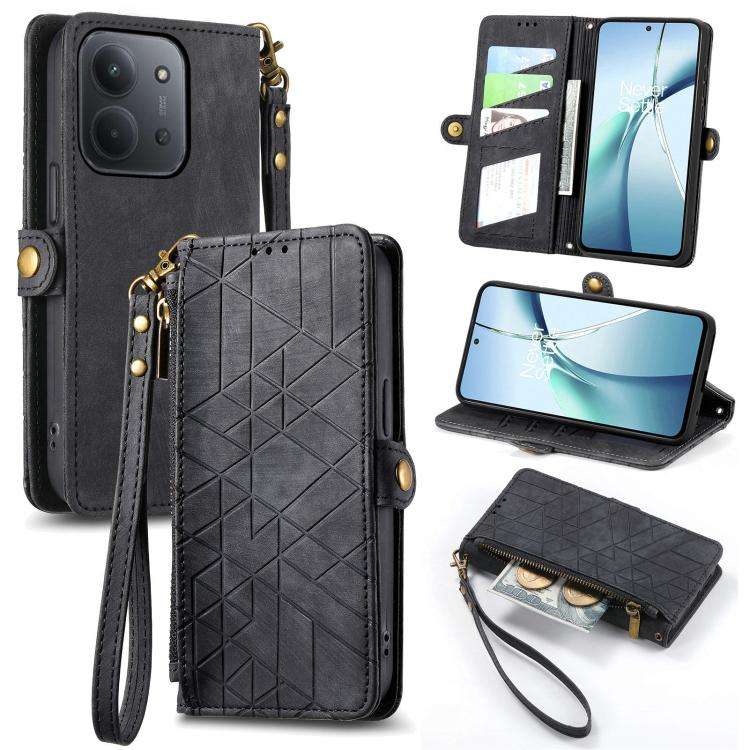 Geometric Zipper Wallet Side Buckle Leather Phone Case, For Xiaomi 17 Pro Max, For Xiaomi 17 Pro,...