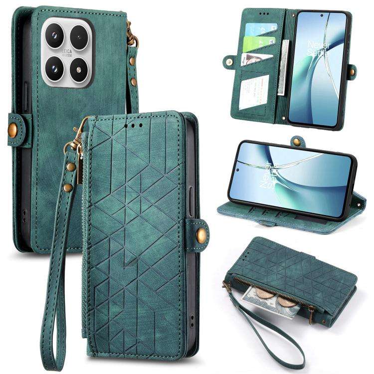 Geometric Zipper Wallet Side Buckle Leather Phone Case, For Xiaomi 17 Pro Max, For Xiaomi 17 Pro,...