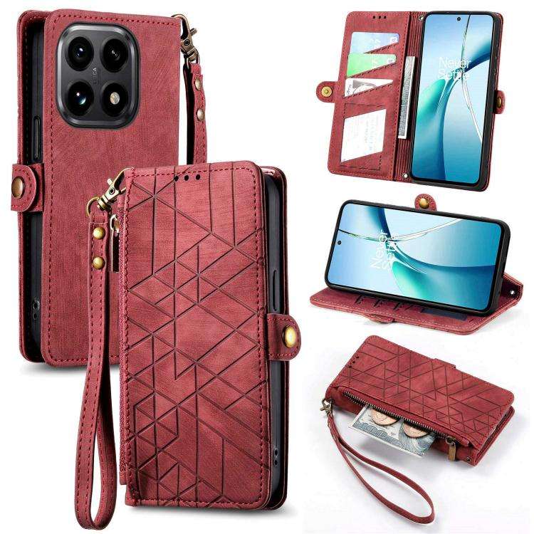 Geometric Zipper Wallet Side Buckle Leather Phone Case, For Xiaomi 17 Pro Max, For Xiaomi 17 Pro,...