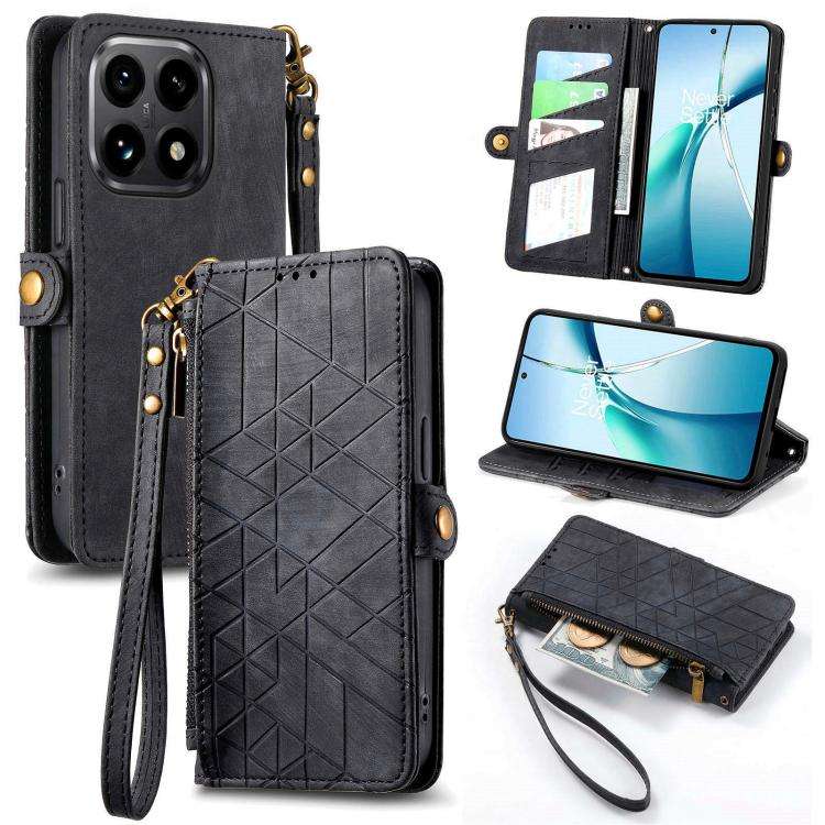 Geometric Zipper Wallet Side Buckle Leather Phone Case, For Xiaomi 17 Pro Max, For Xiaomi 17 Pro,...