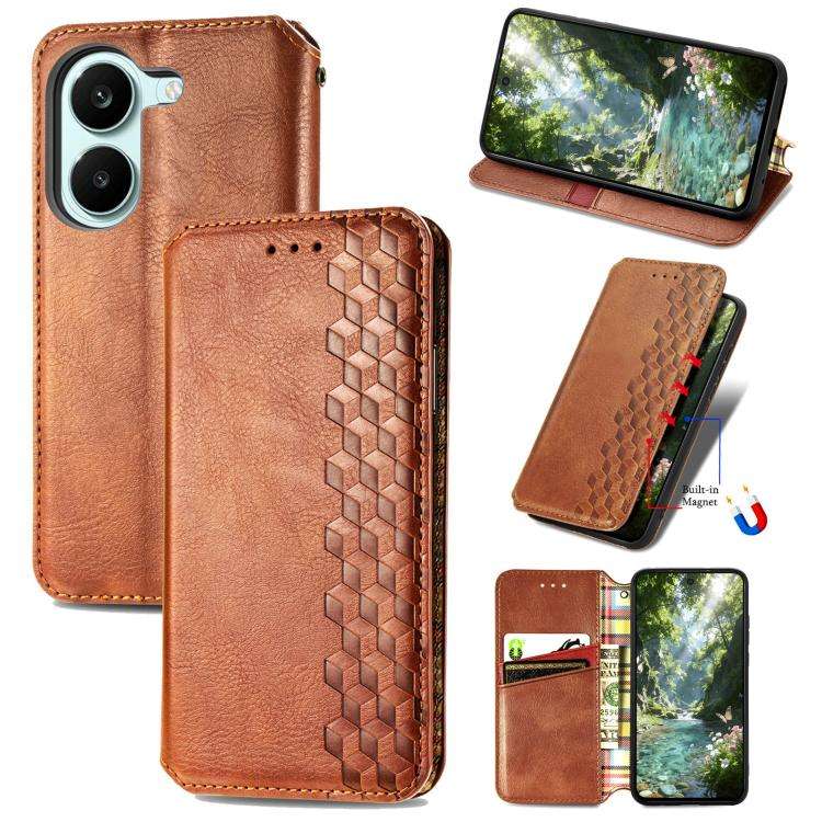 Cubic Grid Pressed Magnetic Leather Phone Case, For Xiaomi Poco X8 Pro Max 5G, For Xiaomi Poco X8...