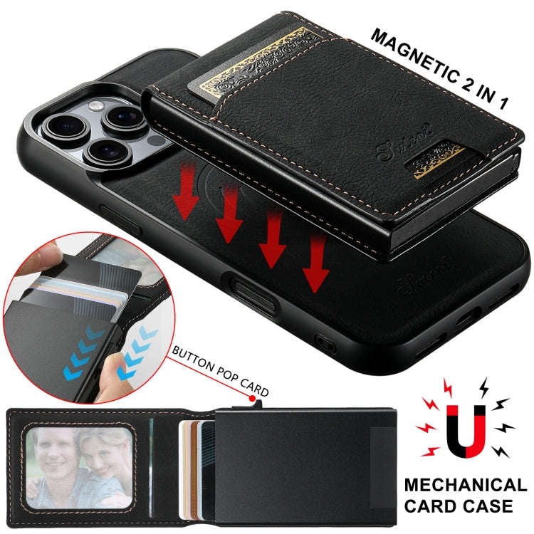 Suteni H19 Litchi Grain 2-in-1 MagSafe Removable Card Box Back Phone Case, For iPhone 12 Pro, For...