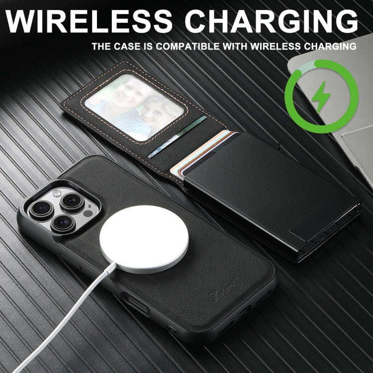 Suteni H19 Litchi Grain 2-in-1 MagSafe Removable Card Box Back Phone Case, For iPhone 12 Pro, For...