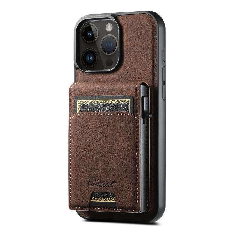 Suteni H19 Litchi Grain 2-in-1 MagSafe Removable Card Box Back Phone Case, For iPhone 12 Pro, For...