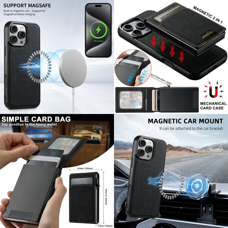 Suteni H19 Litchi Grain 2-in-1 MagSafe Removable Card Box Back Phone Case, For iPhone 12 Pro, For...