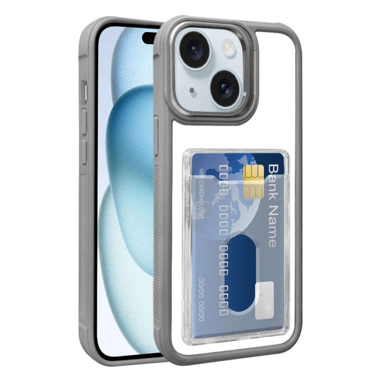 Electroplated Card Bag Acrylic Hybrid TPU Phone Case, For iPhone 16 Pro, For iPhone 16 Plus, For ...