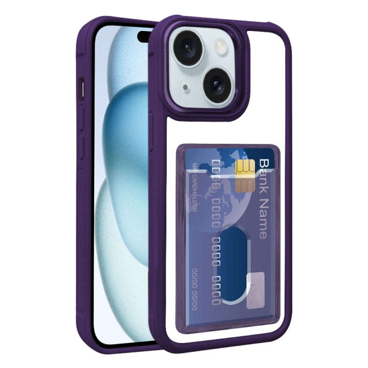Electroplated Card Bag Acrylic Hybrid TPU Phone Case, For iPhone 16 Pro, For iPhone 16 Plus, For ...