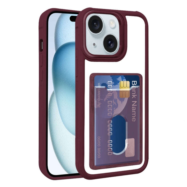 Electroplated Card Bag Acrylic Hybrid TPU Phone Case, For iPhone 16 Pro, For iPhone 16 Plus, For ...