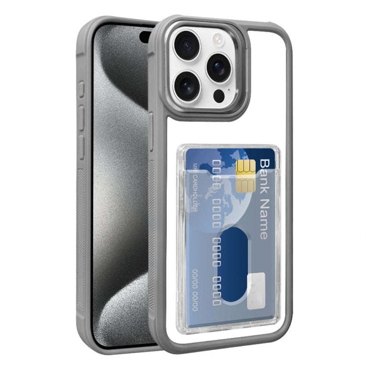 Electroplated Card Bag Acrylic Hybrid TPU Phone Case, For iPhone 16 Pro, For iPhone 16 Plus, For ...