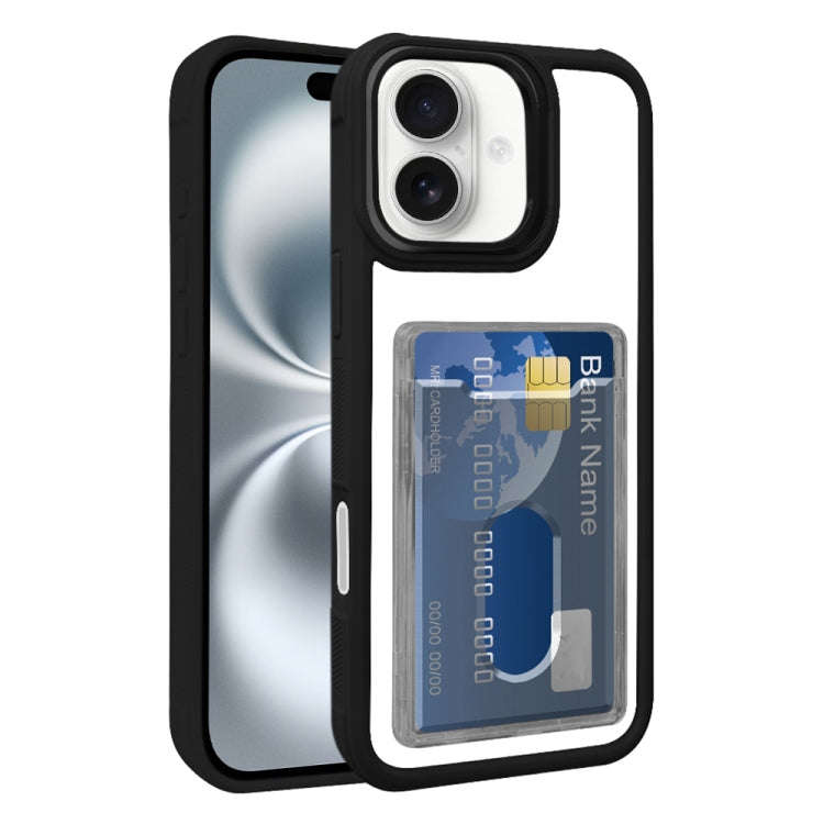 Electroplated Card Bag Acrylic Hybrid TPU Phone Case, For iPhone 16 Pro, For iPhone 16 Plus, For ...