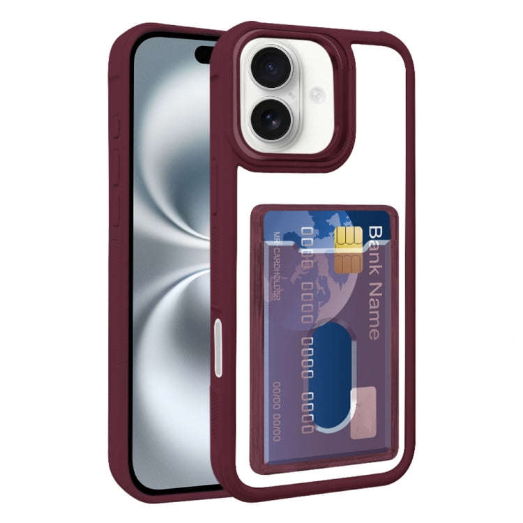 Electroplated Card Bag Acrylic Hybrid TPU Phone Case, For iPhone 16 Pro, For iPhone 16 Plus, For ...