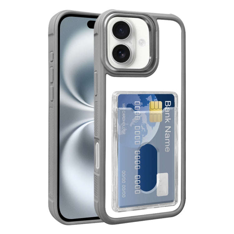 Electroplated Card Bag Acrylic Hybrid TPU Phone Case, For iPhone 16 Pro, For iPhone 16 Plus, For ...