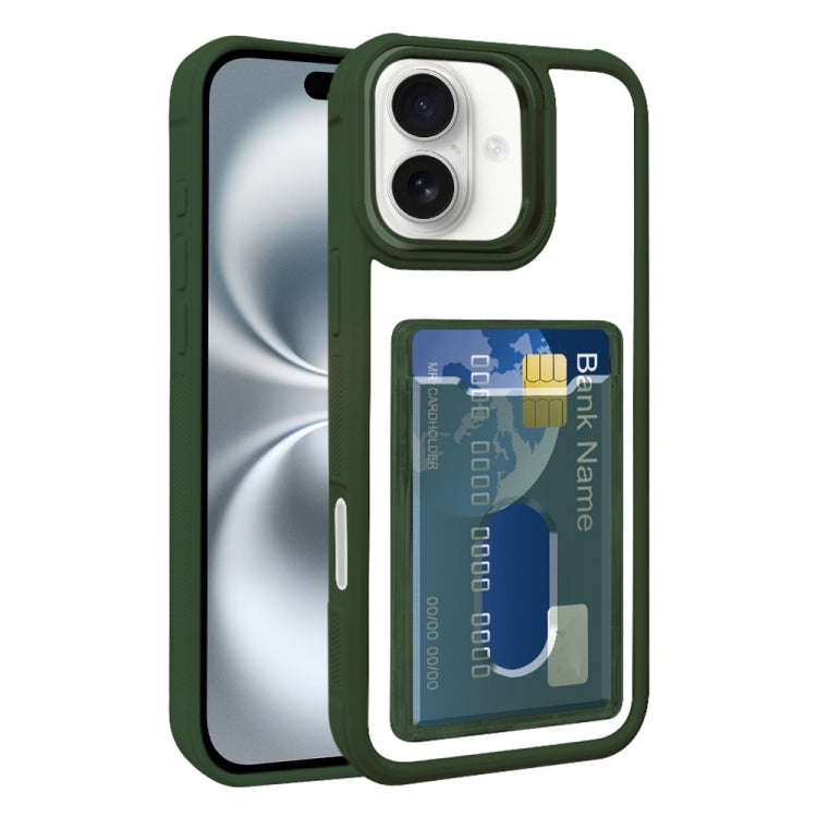 Electroplated Card Bag Acrylic Hybrid TPU Phone Case, For iPhone 16 Pro, For iPhone 16 Plus, For ...