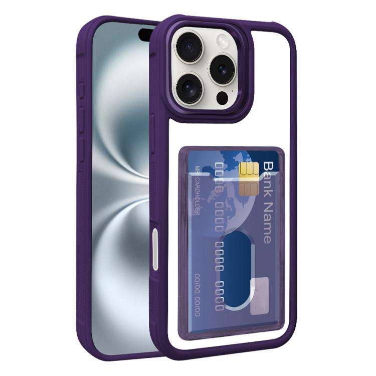 Electroplated Card Bag Acrylic Hybrid TPU Phone Case, For iPhone 17 Pro Max, For iPhone 17 Pro, F...