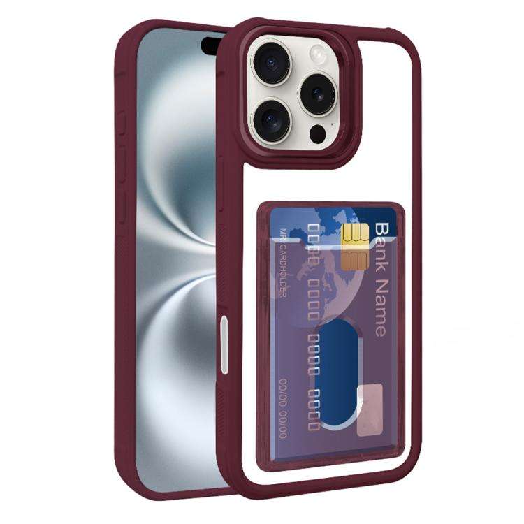 Electroplated Card Bag Acrylic Hybrid TPU Phone Case, For iPhone 17 Pro Max, For iPhone 17 Pro, F...